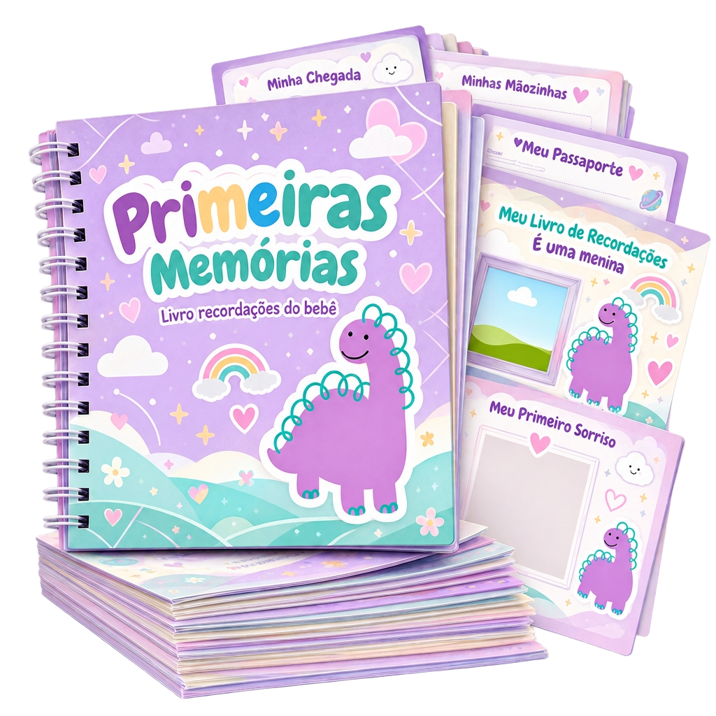 Mockup do livro Primeiras Memórias versão menina